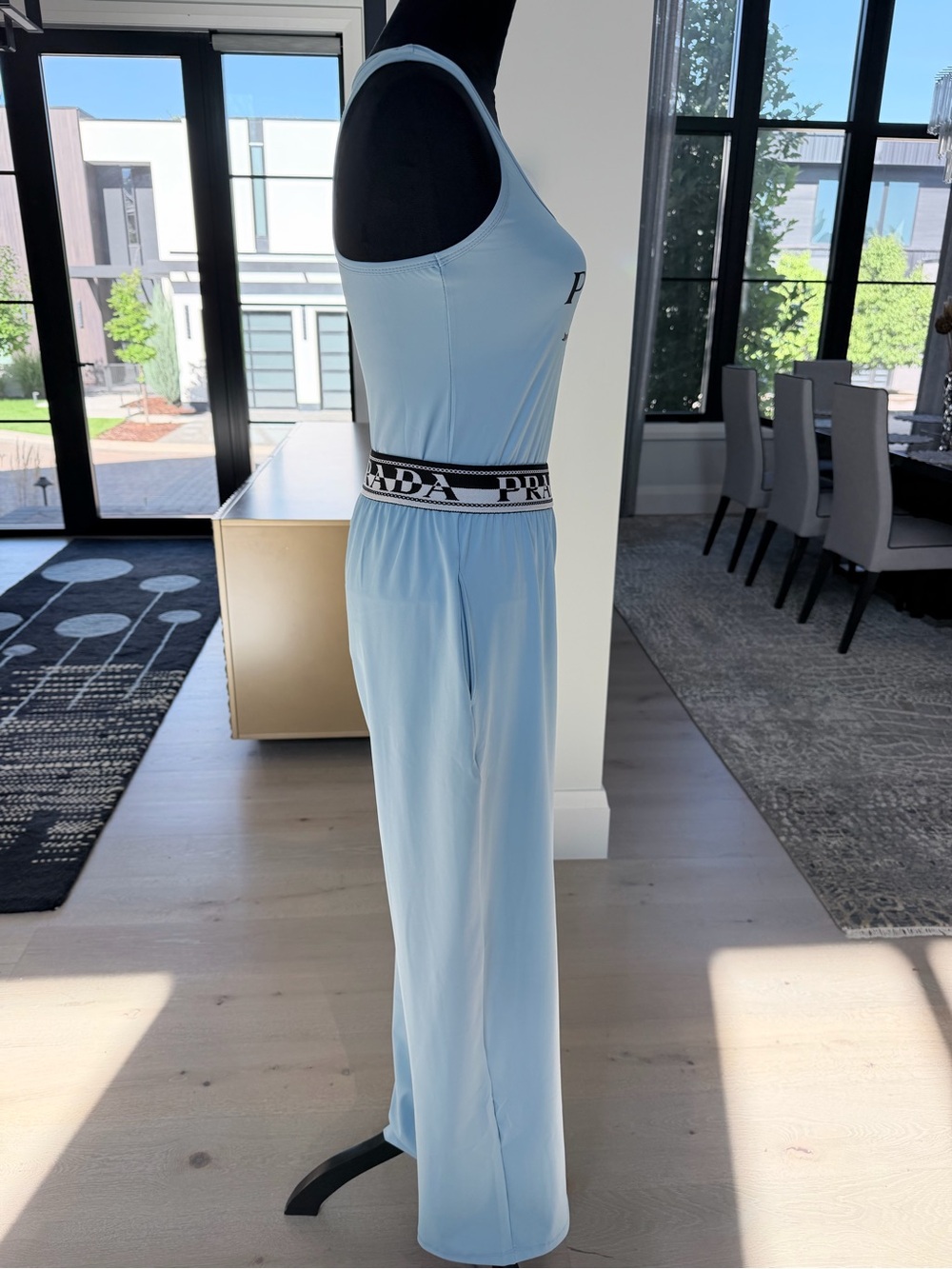 Prada Light Blue Jersey Tank with Wide-Leg Pants size M - Picture 6 of 10
